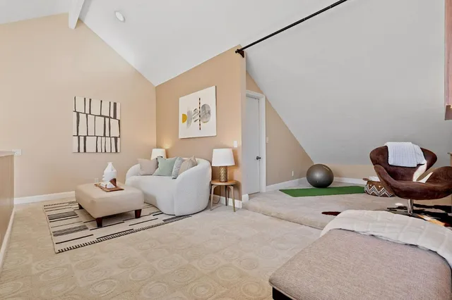 a outdoor living space with furniture and garden view