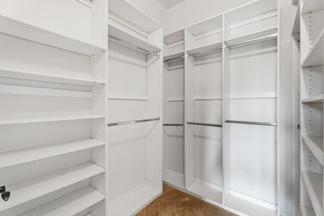 a view of an empty walk in closet