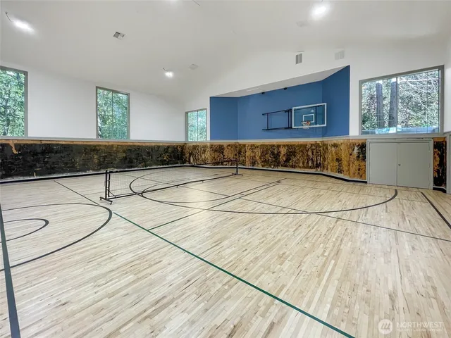 a view of a swimming pool and outdoor space