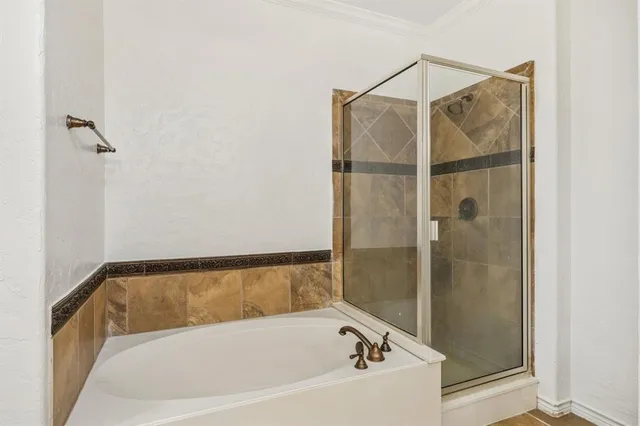 a bathroom with a bathtub