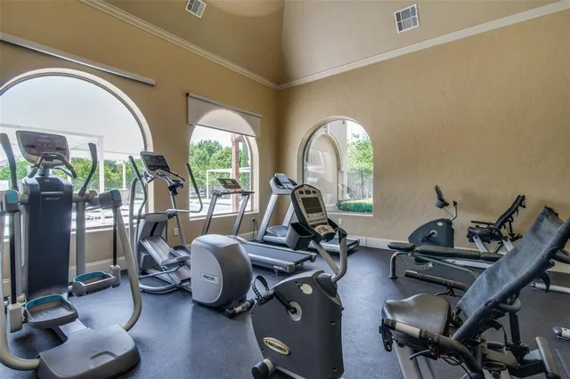 a room with gym equipment