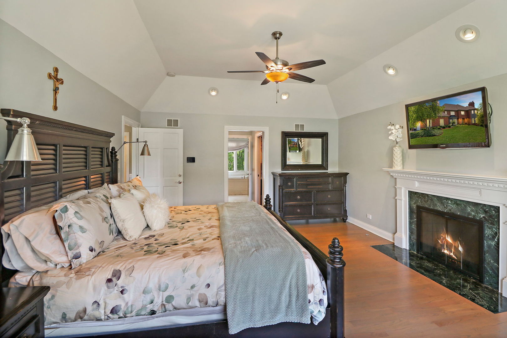 31 Overbrook Road South Barrington, IL 60010 - Photo 26 of 65 a living room with furniture a flat screen tv and a fireplace