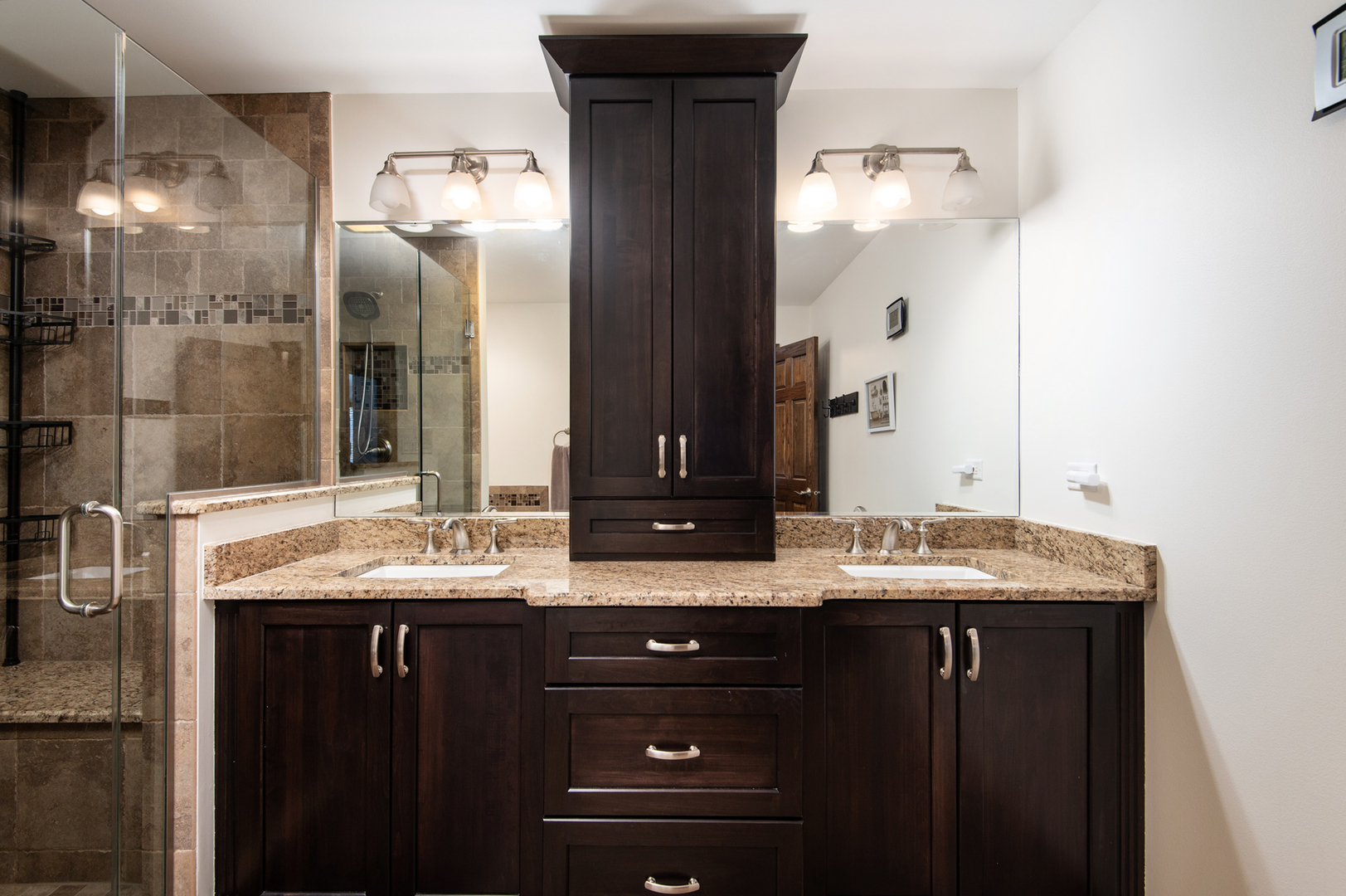 13530 South Monaghan Road Homer Glen, IL 60491 - Photo 25 of 45 a bathroom with a granite countertop sink and a mirror