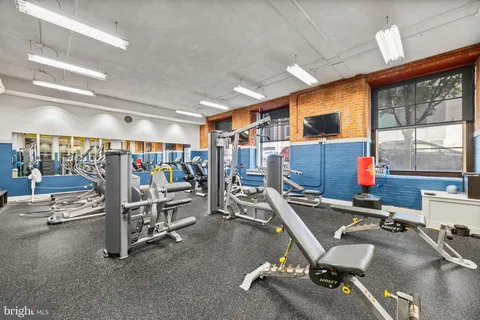 a view of a room with gym equipment