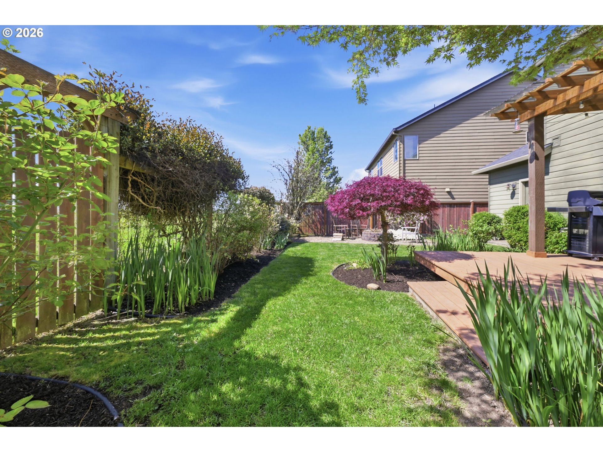 5442 Pranz Place Eugene, OR 97402 - Photo 26 of 34 a view of a house with a big yard potted plants and a large tree