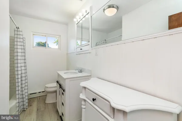 a bathroom with a sink a toilet and a shower