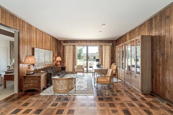 a living room with furniture