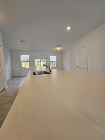 a large room with windows