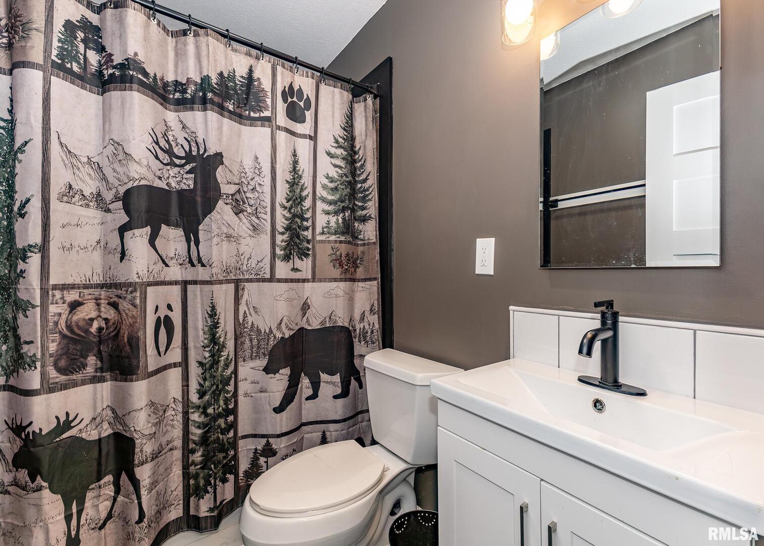 1430 4th Street Camanche, IA 52730 - Photo 15 of 22 a bathroom with a toilet sink and mirror