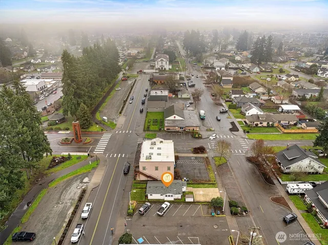 a aerial view of a house with a garden and plants