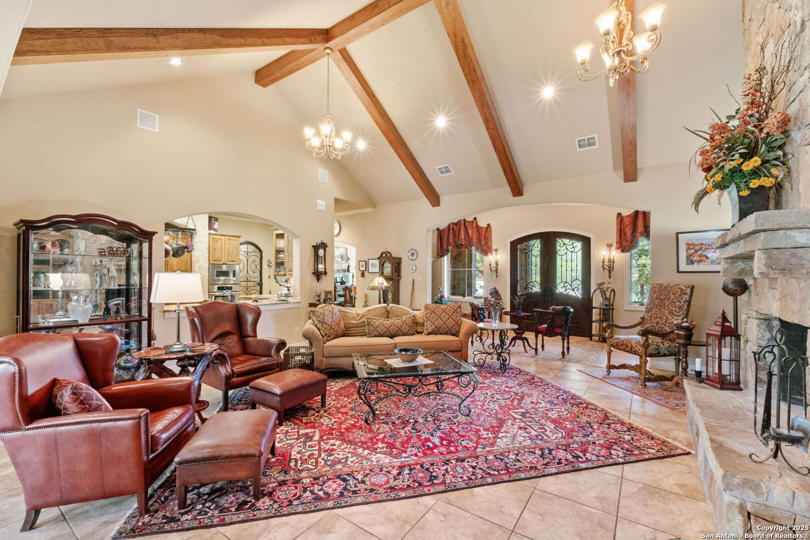 325 Whitestone Drive Spring Branch, TX 78070 - Photo 17 of 50 a living room with patio furniture and a fireplace