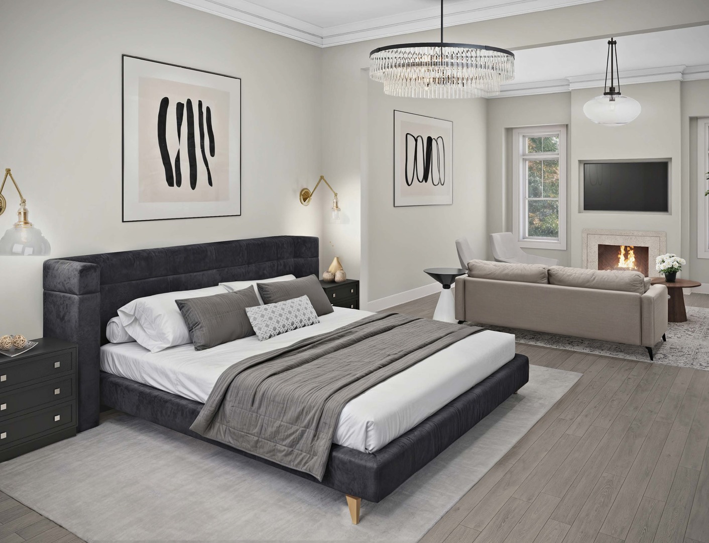 1447 North Dearborn Street, Unit 1N Chicago, IL 60610 - Photo 6 of 10 a spacious bedroom with a bed and a couch