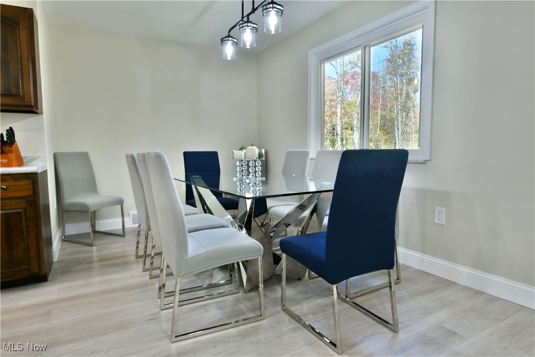 9633 Howland Springs Road Southeast Warren, OH 44484 - Photo 16 of 50 Dining area featuring light wood-style flooring and baseboards