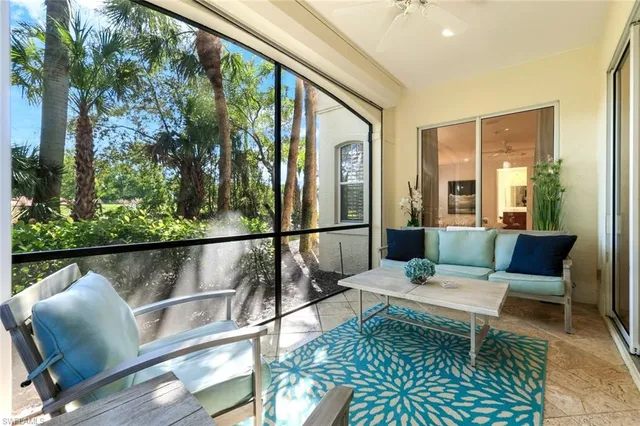 a outdoor living space with furniture and garden view