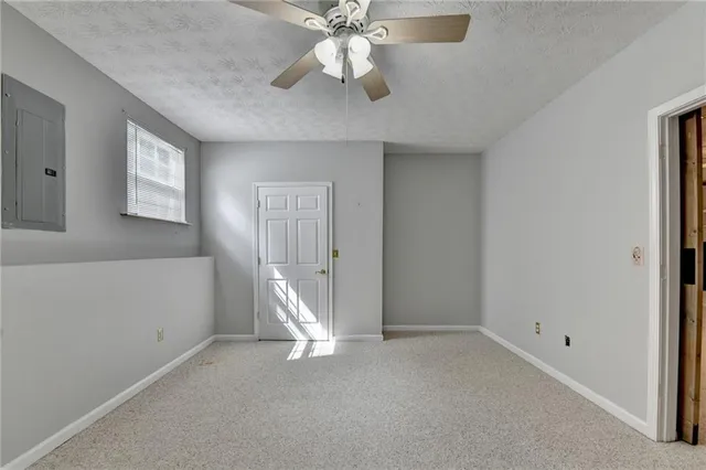 a view of a backyard with trees