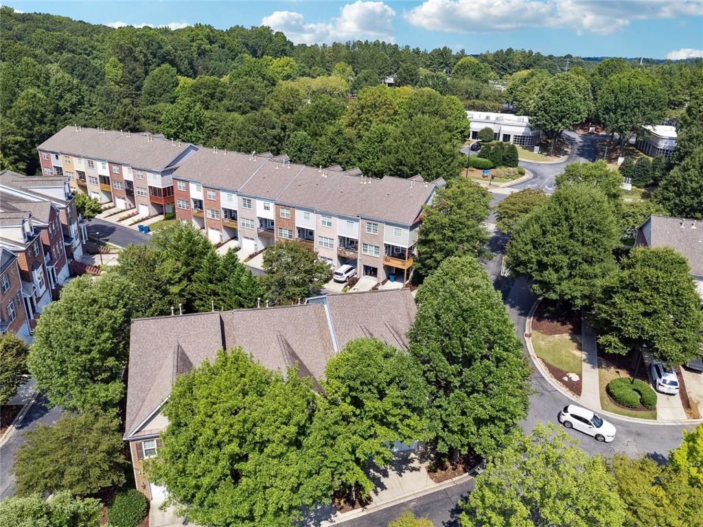 3184 Buck Way Alpharetta, GA 30004 - Photo 43 of 48 an aerial view of a house with a garden and trees