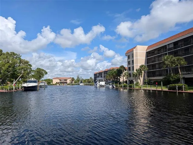 a view of a lake with houses