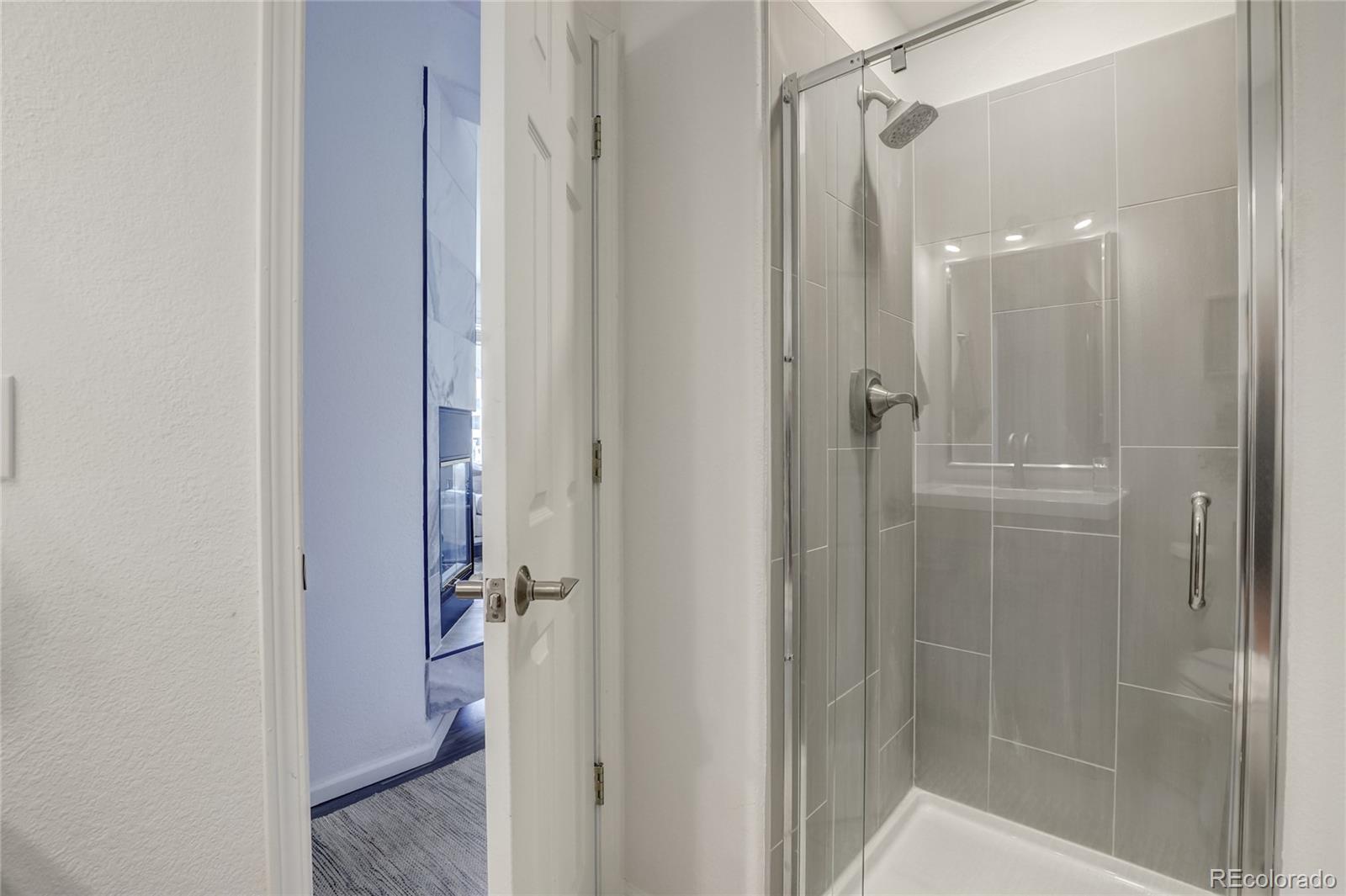 6120 Trailhead Road Highlands Ranch, CO 80130 - Photo 13 of 29 a bathroom with a glass shower door