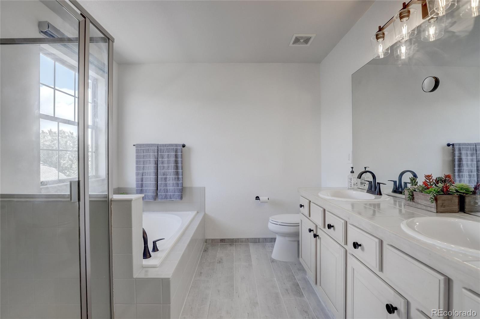 6120 Trailhead Road Highlands Ranch, CO 80130 - Photo 15 of 29 a bathroom with a tub sink toilet and mirror
