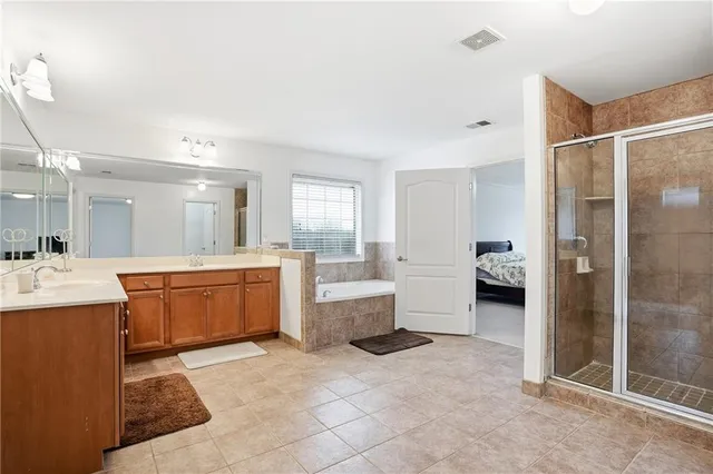 a view of a hallway with windows