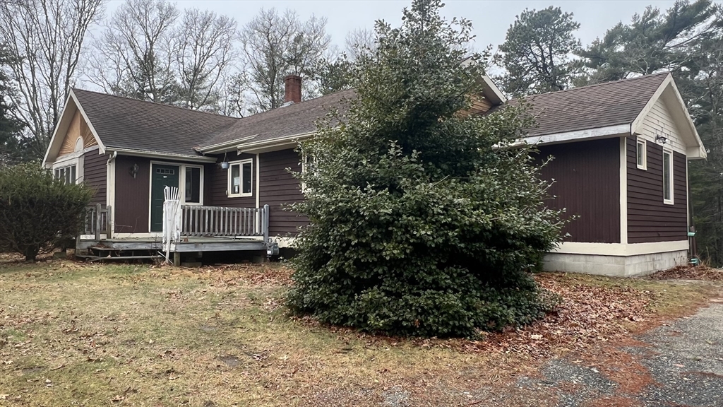 a view of a house with a yard and plants