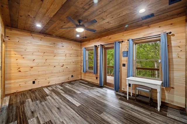 a view of wooden door