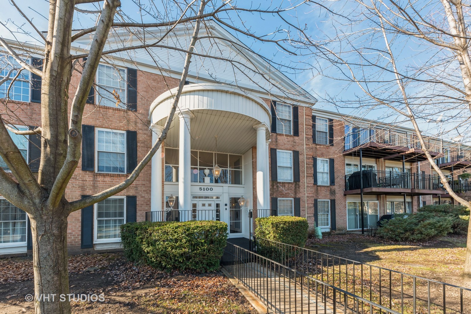a front view of a building