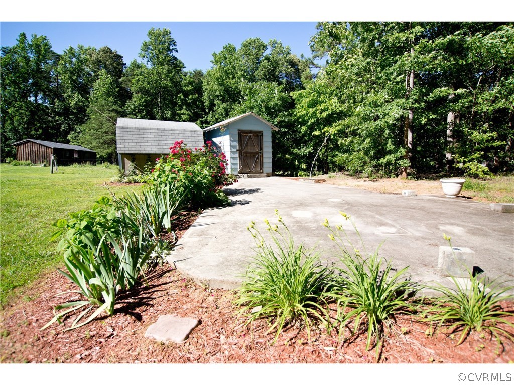 9361 West Bunker Hill Road Rice, VA 23966 - Photo 31 of 39 a view of a backyard with a garden and plants