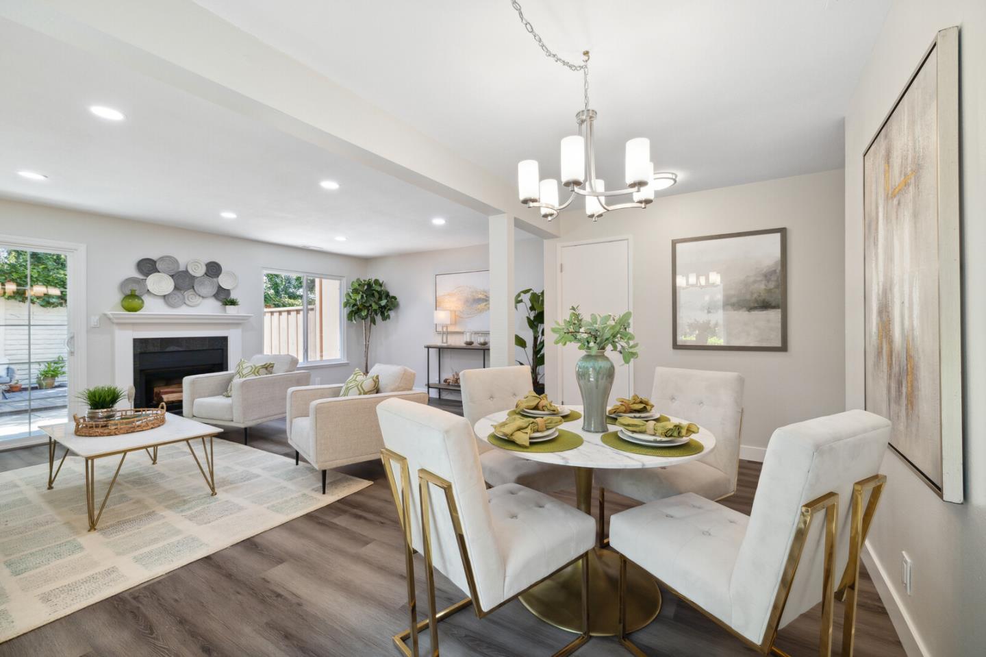 118 Granada Drive Mountain View, CA 94043 - Photo 5 of 28 a view of a dining room with furniture a livingroom and wooden floor