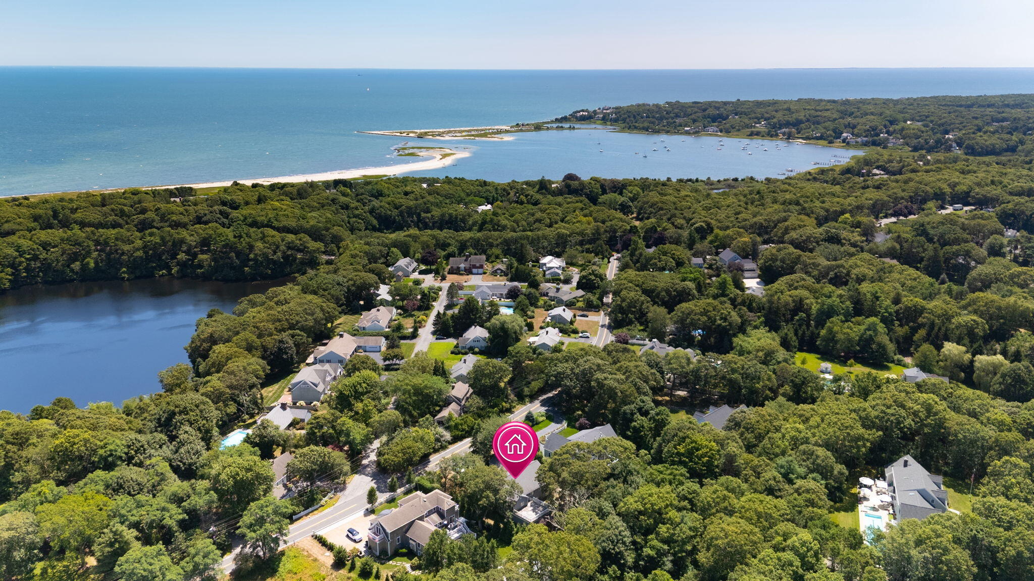 89 Swift Avenue Osterville, MA 02655 - Photo 4 of 57 an aerial view of beach and residential houses with outdoor space