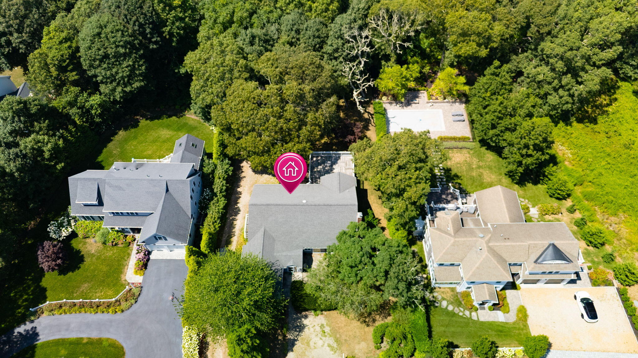 89 Swift Avenue Osterville, MA 02655 - Photo 54 of 57 an aerial view of residential house with outdoor space and swimming pool