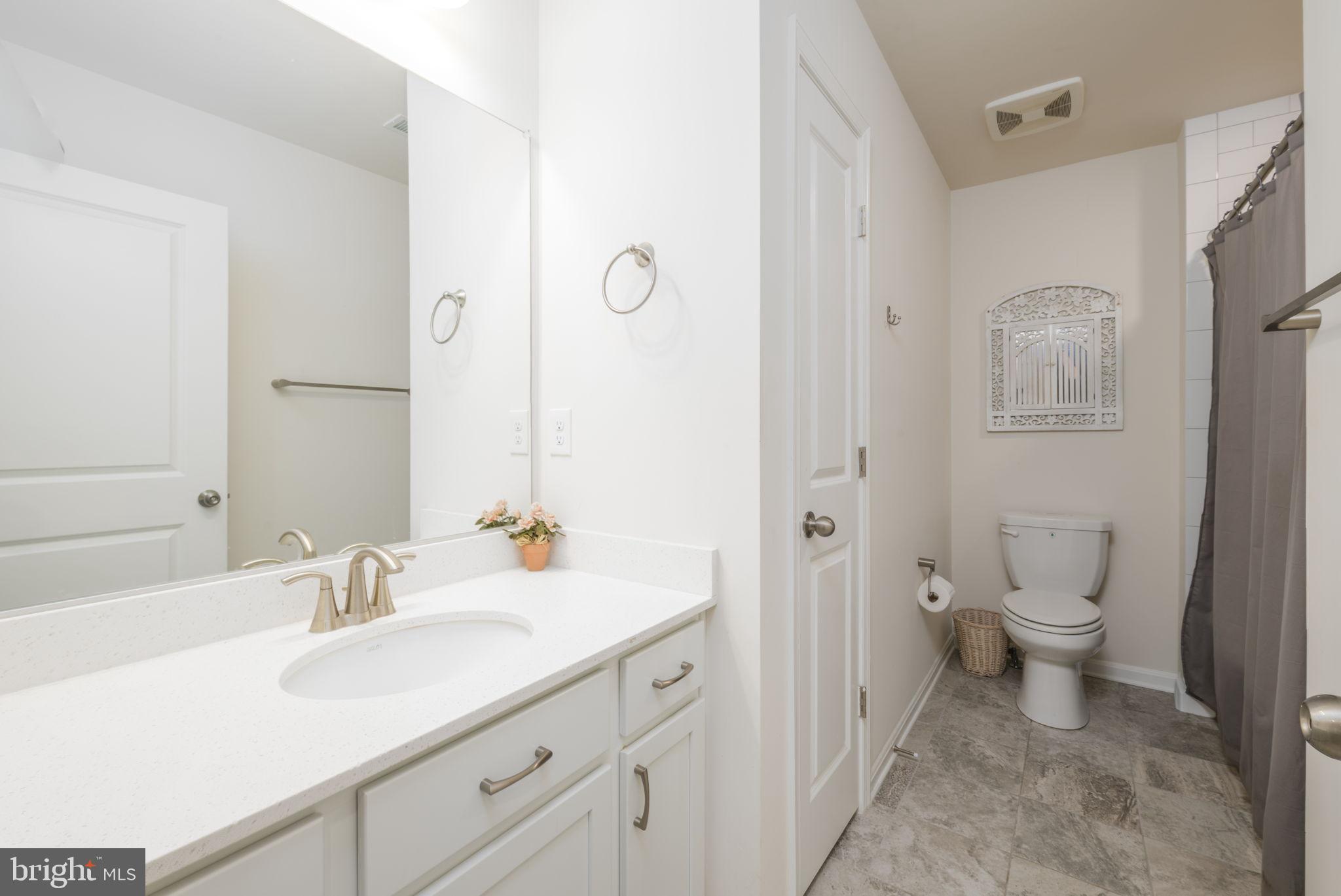 28008 King Farms Road Laurel, DE 19956 - Photo 24 of 44 a bathroom with a sink a toilet and a large mirror