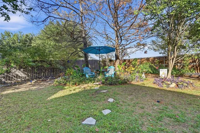 a view of a backyard with a garden
