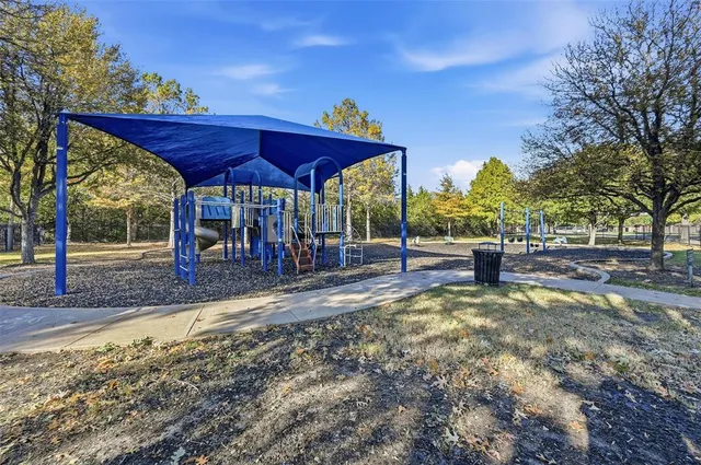 a view of a park with slide