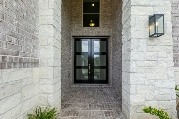 a front view of a house with a shower