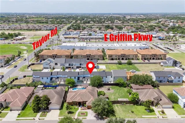 an aerial view of multiple house