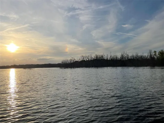 a view of a field with an ocean