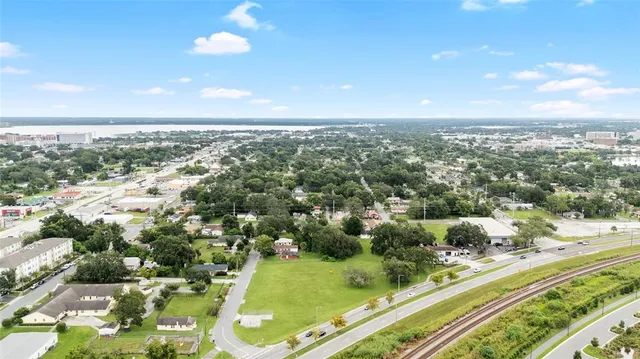 an aerial view of a city