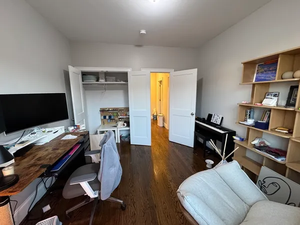 a workspace with furniture