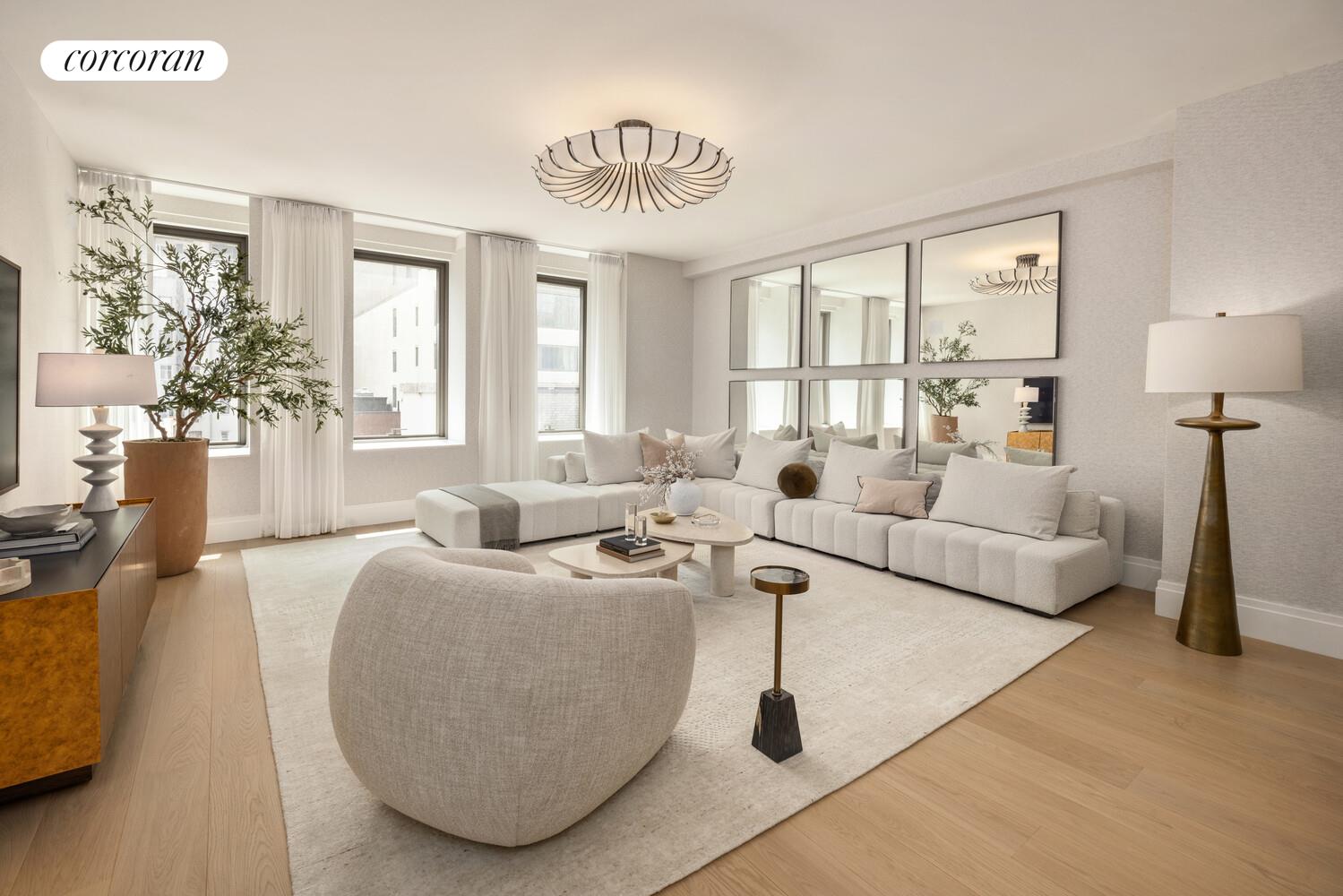 50 West 66th Street, Unit 8F Manhattan, NY 10023 - Photo 4 of 41 a living room with furniture and a large window