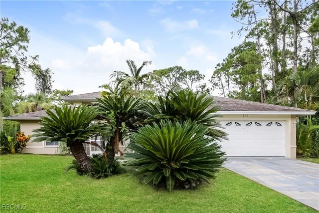 a view of a palm trees in front of a house