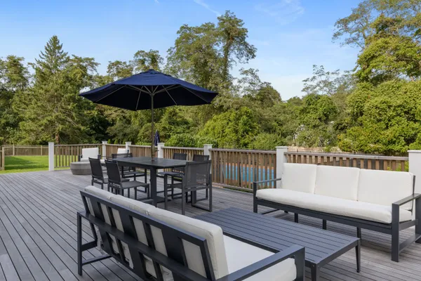 an outdoor view with patio