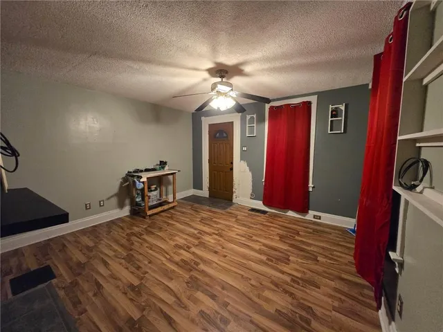 an empty room with windows