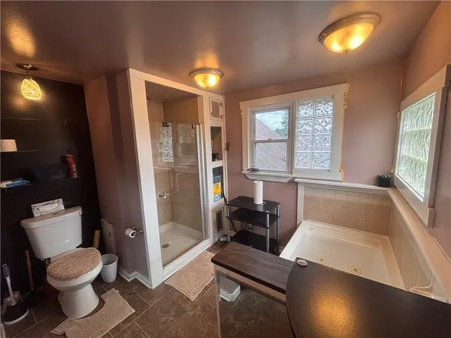 a bathroom with a tub