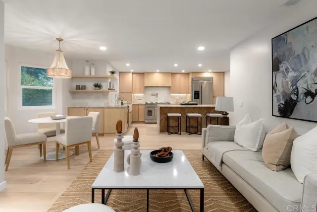 a view of kitchen with dining table and chairs