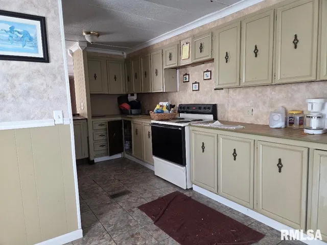 a kitchen with a sink and cabinets