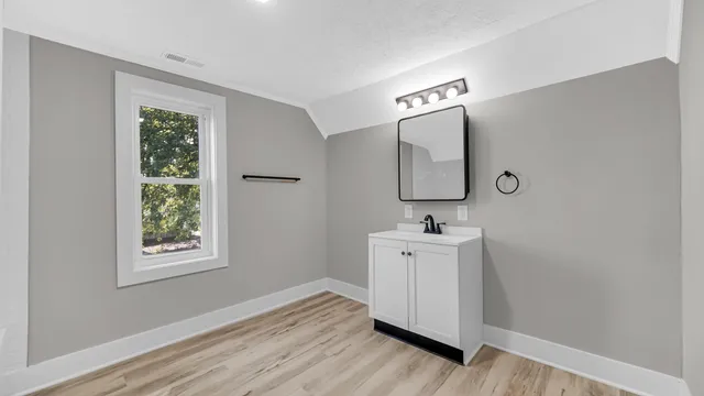 an empty room with windows