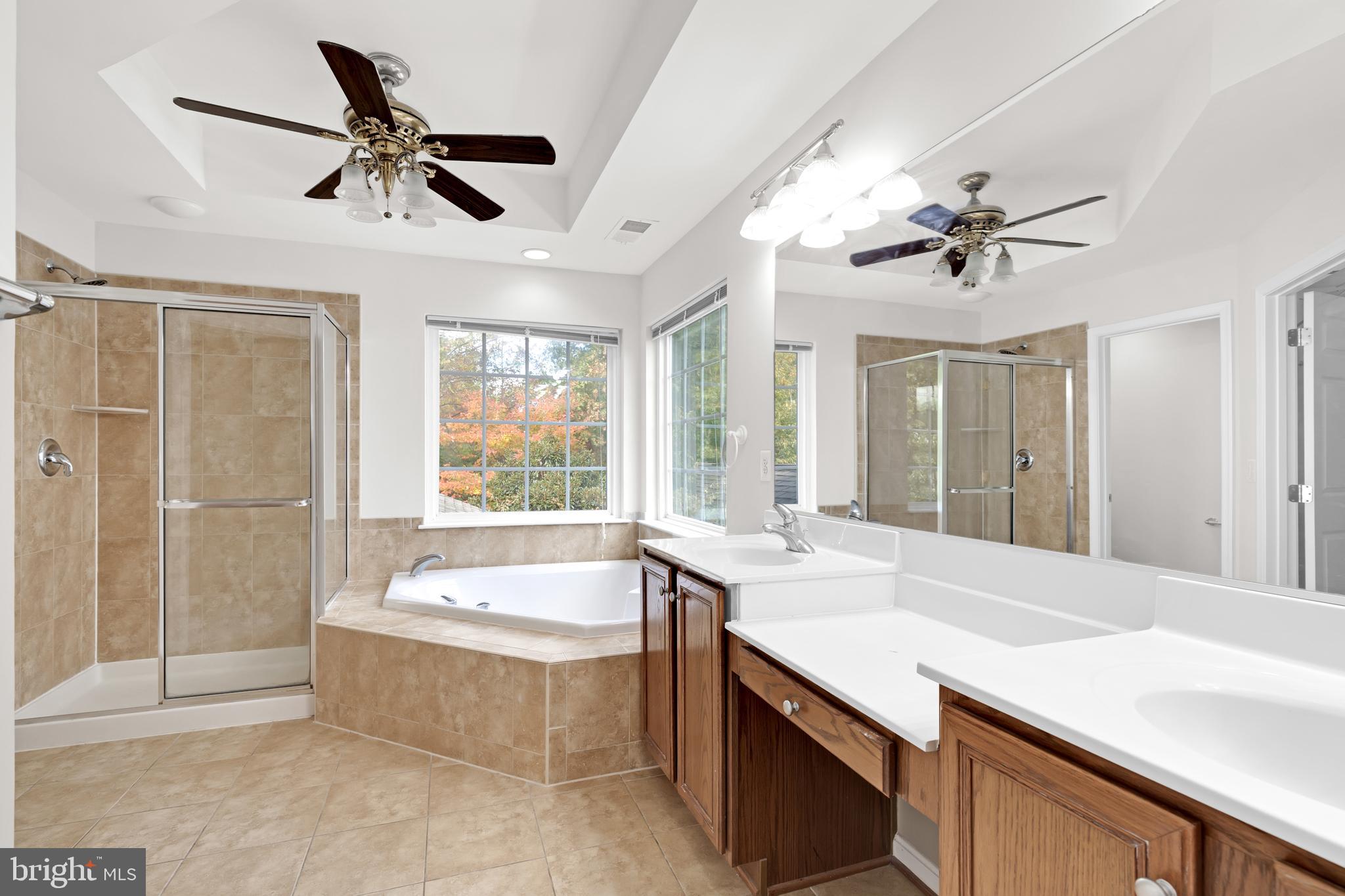 8566 Brickshire Lane Manassas, VA 20112 - Photo 28 of 59 a spacious bathroom with a tub a sink and mirror