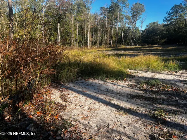 a view of a lake with a yard