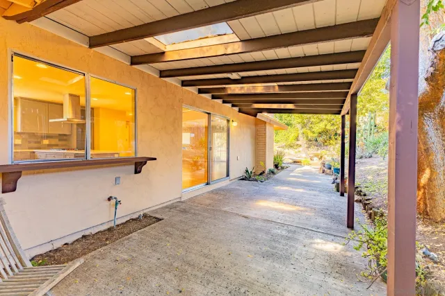 a outdoor view with a sitting space